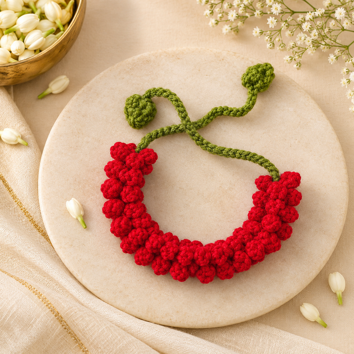 Handmade Red Crochet Gajra